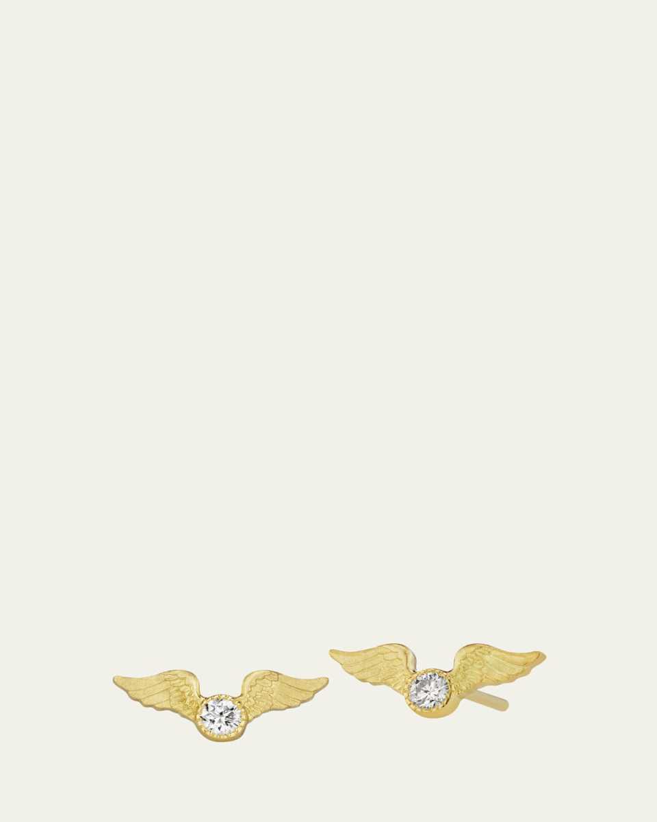 Tiny Flying Diamond Stud Earrings in 18k Yellow Gold